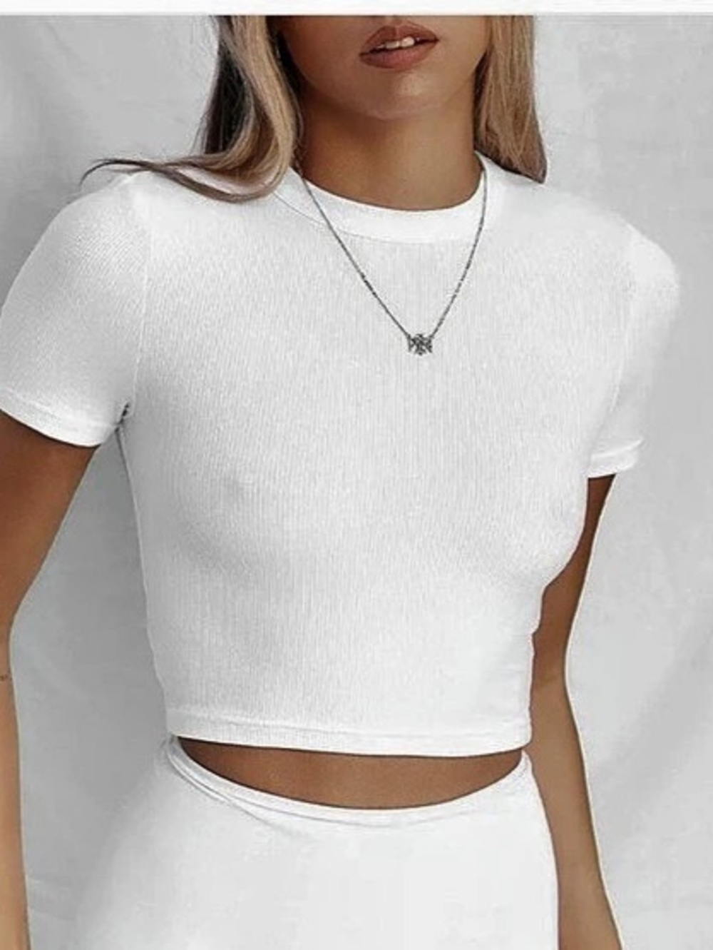 All Things Golden The Luxe Rib Baby Tee Ribbed Cropped Tee in White XS NWOT